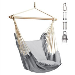 Hanging Chair Outdoor, Grey Garden Swing Seat With Attachments