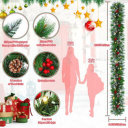 Amorly Christmas Garland With Lights - 9Ft Pre-Lit Flocked Garland With Led Bulbs, Battery Operated Garland For Christmas, Staircase - thumbnail 3
