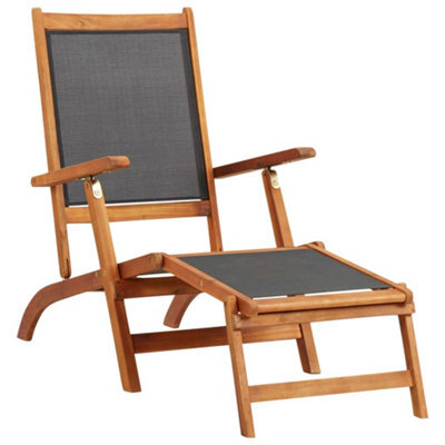 Walplus Outdoor Deck Chair Solid Acacia Wood And Textilene - image 1