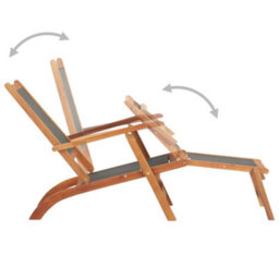 Walplus Outdoor Deck Chair Solid Acacia Wood And Textilene - thumbnail 3