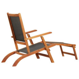 Walplus Outdoor Deck Chair Solid Acacia Wood And Textilene - thumbnail 4