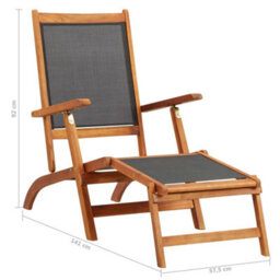 Walplus Outdoor Deck Chair Solid Acacia Wood And Textilene - thumbnail 8
