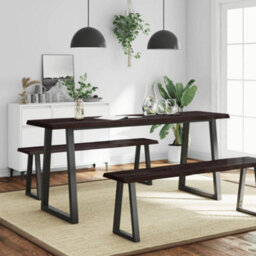 Berkfield Table Top Dark Brown 180X40X(2-6) Cm Treated Solid Wood Live Edge - thumbnail 3