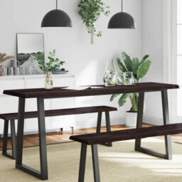Berkfield Table Top Dark Brown 180X40X(2-6) Cm Treated Solid Wood Live Edge - thumbnail 1