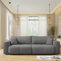Sofa Bed With Storage Modern Velour Upholstery, Stylish And Functional By Furyn Grey - thumbnail 2