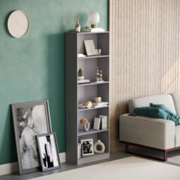 Lassic Vida Designs Cambridge Grey 5 Tier Extra Large Bookcase Freestanding Shelving Unit (H)1750mm (W)600mm (D)240mm - thumbnail 3
