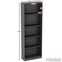 Lassic Vida Designs Cambridge Grey 5 Tier Extra Large Bookcase Freestanding Shelving Unit (H)1750mm (W)600mm (D)240mm - thumbnail 2