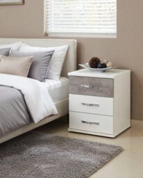 Amos Mann Furniture Maria White And Grey Small 3 Drawer Bedside - thumbnail 1