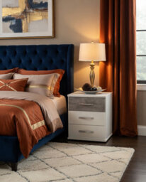 Amos Mann Furniture Maria White And Grey Small 3 Drawer Bedside - thumbnail 2