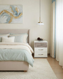 Amos Mann Furniture Maria White And Grey Small 3 Drawer Bedside - thumbnail 3