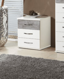 Amos Mann Furniture Maria White And Grey Small 3 Drawer Bedside - thumbnail 4