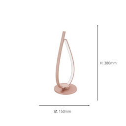 Eglo Palozza Led Table Lamp, Warm White 3000K, Rose Gold Aluminium, Modern Decorative Indoor Lighting - thumbnail 4