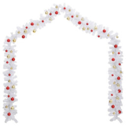 Vidaxl Christmas Garland Decorated With Baubles White 10 M - thumbnail 3
