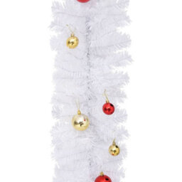 Vidaxl Christmas Garland Decorated With Baubles White 10 M - thumbnail 5
