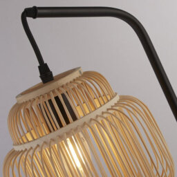 Lighting Collection Kilkeel Black Table Lamp With Bamboo Frame Shade - thumbnail 3
