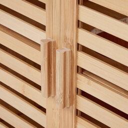 Wyld And Coco Bamboo Washbasin Cabinet Light Brown, Minimalist Double-Door Vanity Unit W60 X D30 X H60Cm - thumbnail 7