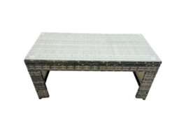 Fimous Outdoor Love Sofa Set 10 Seat Rattan Garden Furniture Set With Oblong Coffee Table 4 Stools 2 Side Table Dark Grey Mixed - thumbnail 3