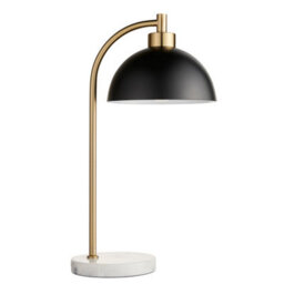 Loops Stylish Mid-Century Table Lamp With Grey Marble Base And Antique Brass Finish - thumbnail 7