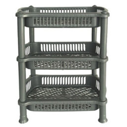 Vivo 3 Tier - Silver Plastic Storage Shelf Shelves Basket Rack Caddy Home Kitchen Veg Fruit - thumbnail 4