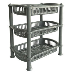 Vivo 3 Tier - Silver Plastic Storage Shelf Shelves Basket Rack Caddy Home Kitchen Veg Fruit