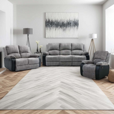 More4Homes Postana Electric Recliner Jumbo Cord 1+2+3 Seater Sofa Set (Grey) - image 1