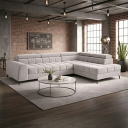 Aurelio Corner Sofa Bed With Adjustable Headrests And Storage Modern L Shape Sofa 268X204Cm Beige Right