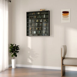 Homcom 7-Tier Wall Display Cabinet W/ Shelves Glass Doors, Black - thumbnail 8