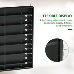 Homcom 7-Tier Wall Display Cabinet W/ Shelves Glass Doors, Black - thumbnail 4