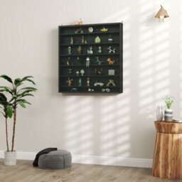 Homcom 7-Tier Wall Display Cabinet W/ Shelves Glass Doors, Black - thumbnail 7
