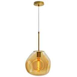 Long Life Lamps Company Antique Brass Blown Glass Ceiling Pendant Light Smoked Amber Globe Lamp Shade H3069 - thumbnail 4
