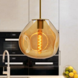 Long Life Lamps Company Antique Brass Blown Glass Ceiling Pendant Light Smoked Amber Globe Lamp Shade H3069 - thumbnail 7