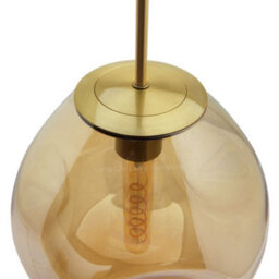 Long Life Lamps Company Antique Brass Blown Glass Ceiling Pendant Light Smoked Amber Globe Lamp Shade H3069 - thumbnail 5