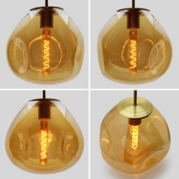 Long Life Lamps Company Antique Brass Blown Glass Ceiling Pendant Light Smoked Amber Globe Lamp Shade H3069 - thumbnail 6