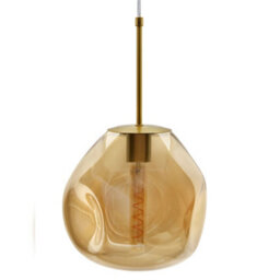 Long Life Lamps Company Antique Brass Blown Glass Ceiling Pendant Light Smoked Amber Globe Lamp Shade H3069 - thumbnail 3