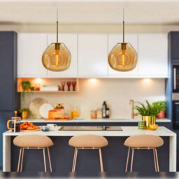 Long Life Lamps Company Antique Brass Blown Glass Ceiling Pendant Light Smoked Amber Globe Lamp Shade H3069 - thumbnail 8