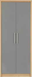 Seconique Seville 2 Door Wardrobe In Oak And Grey Sheen Finish - thumbnail 7