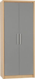 Seconique Seville 2 Door Wardrobe In Oak And Grey Sheen Finish - thumbnail 1