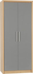 Seconique Seville 2 Door Wardrobe In Oak And Grey Sheen Finish - thumbnail 5