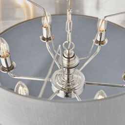 Luminosa Lighting Luminosa Highclere Cylindrical Pendant Light Bright Nickel Plate, Charcoal Fabric - thumbnail 3