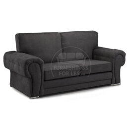 Furnishings For Less UK Milan Fabric 3 Piece Sofa Suite Black Full Back 3 Seater And 2 Matching Armchairs -  3 1 1 - thumbnail 2