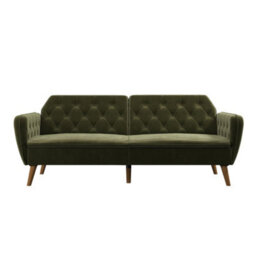 Novogratz Tallulah Sofa Bed With Memory Foam In Velvet Green - thumbnail 1