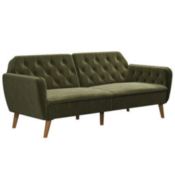 Novogratz Tallulah Sofa Bed With Memory Foam In Velvet Green - thumbnail 2