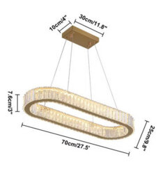 Ceiling Chandeliers Oval Led Pendant Light Gold 70Cm With Remote Control - thumbnail 4