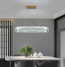 Ceiling Chandeliers Oval Led Pendant Light Gold 70Cm With Remote Control - thumbnail 5