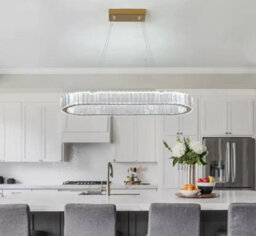 Ceiling Chandeliers Oval Led Pendant Light Gold 70Cm With Remote Control - thumbnail 2