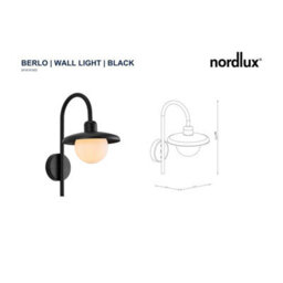 Nordlux Berlo Outdoor Metal Wall Light Glare Free Black,mains - thumbnail 6