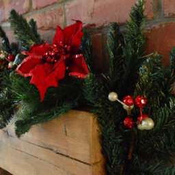 Samuel Alexander 180Cm (6Ft) Deluxe Red And Gold Poinsettia Christmas Garland Decoration - thumbnail 9