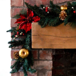 Samuel Alexander 180Cm (6Ft) Deluxe Red And Gold Poinsettia Christmas Garland Decoration - thumbnail 4