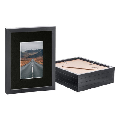 "Nicola Spring Photo Frames With 4"" X 6"" Mount - 8"" X 10"" - Black/black - Pack Of 5" - image 1