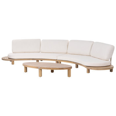 Beliani Garden Sofa With Table 4 Seater Numana Acacia Wood Off-White - image 1